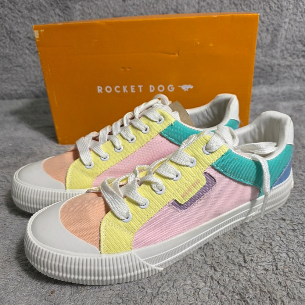 Rocket Dog Women Pastel ColorBlock Canvas Sneakers 11 M Pink‎ Yellow Teal NIB